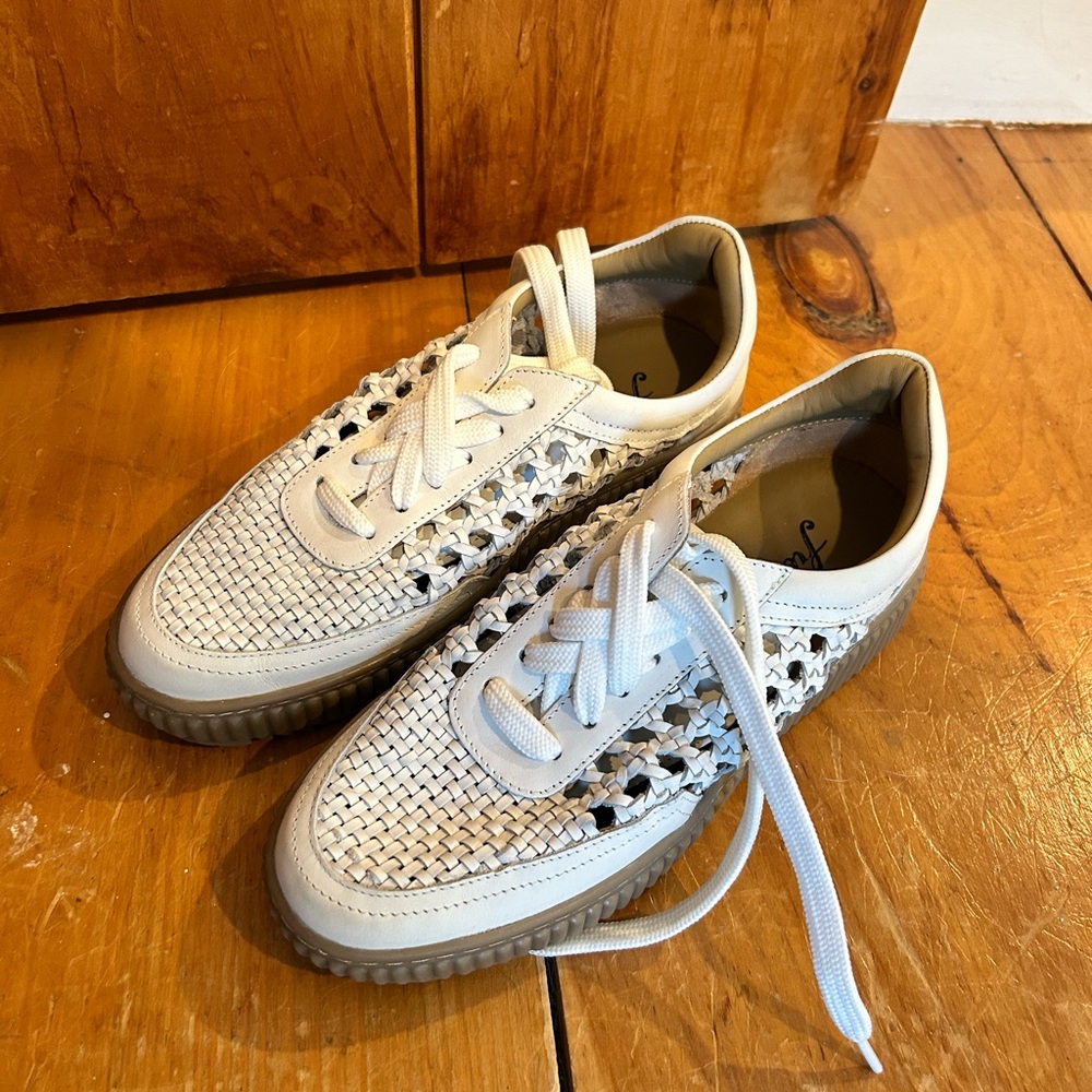Free People White Woven Sneakers